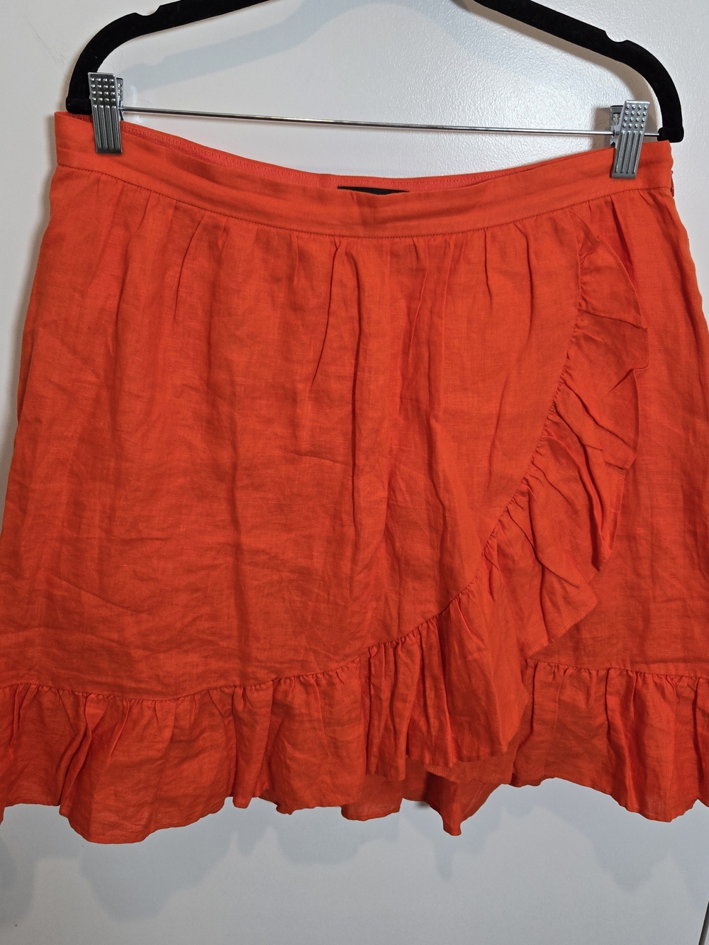 J. Crew Bright Orange Mini Skirt with Ruffle Trim
